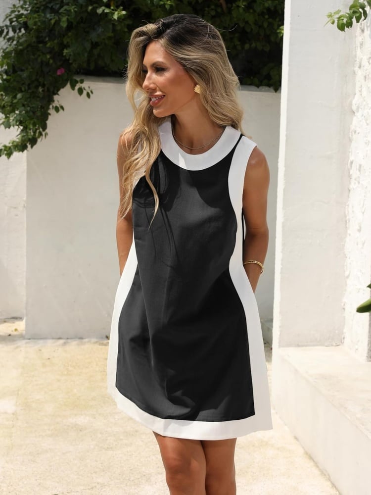 Women's 2 Piece Sets Casual Color Block Crewneck Short Sleeve Pullover Tops Matching Shorts with Pockets