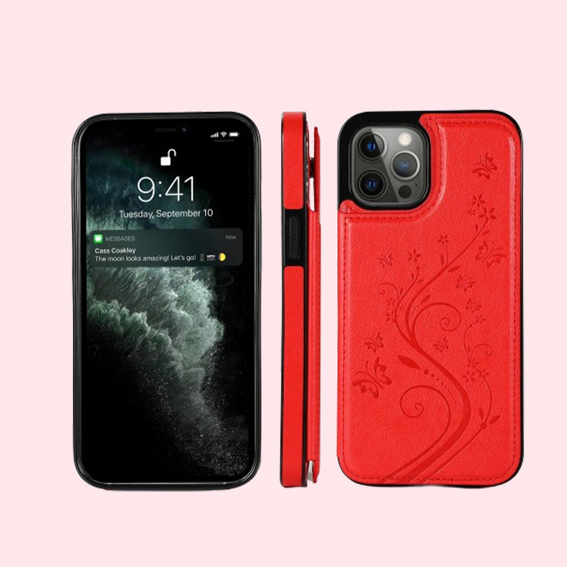 Butterfly Embossed Flip Card Case