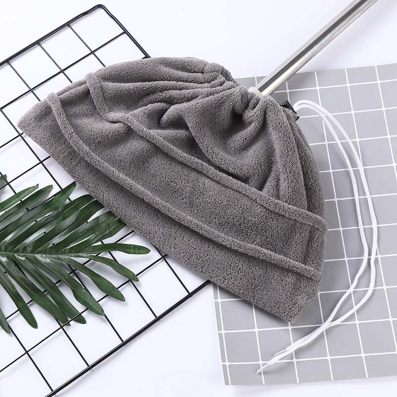 ✨Drawstring Coral Fleece Mop Head ✨ Dual-Sided & Super Absorbent