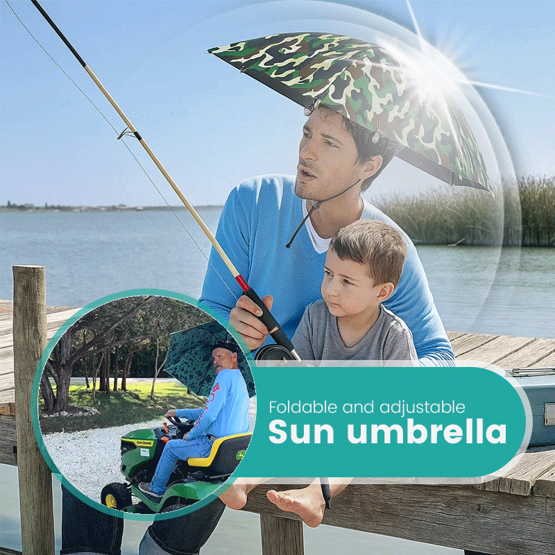 36" Diameter Fishing Umbrella Hat Folding Adjustable Sun Rain Cap