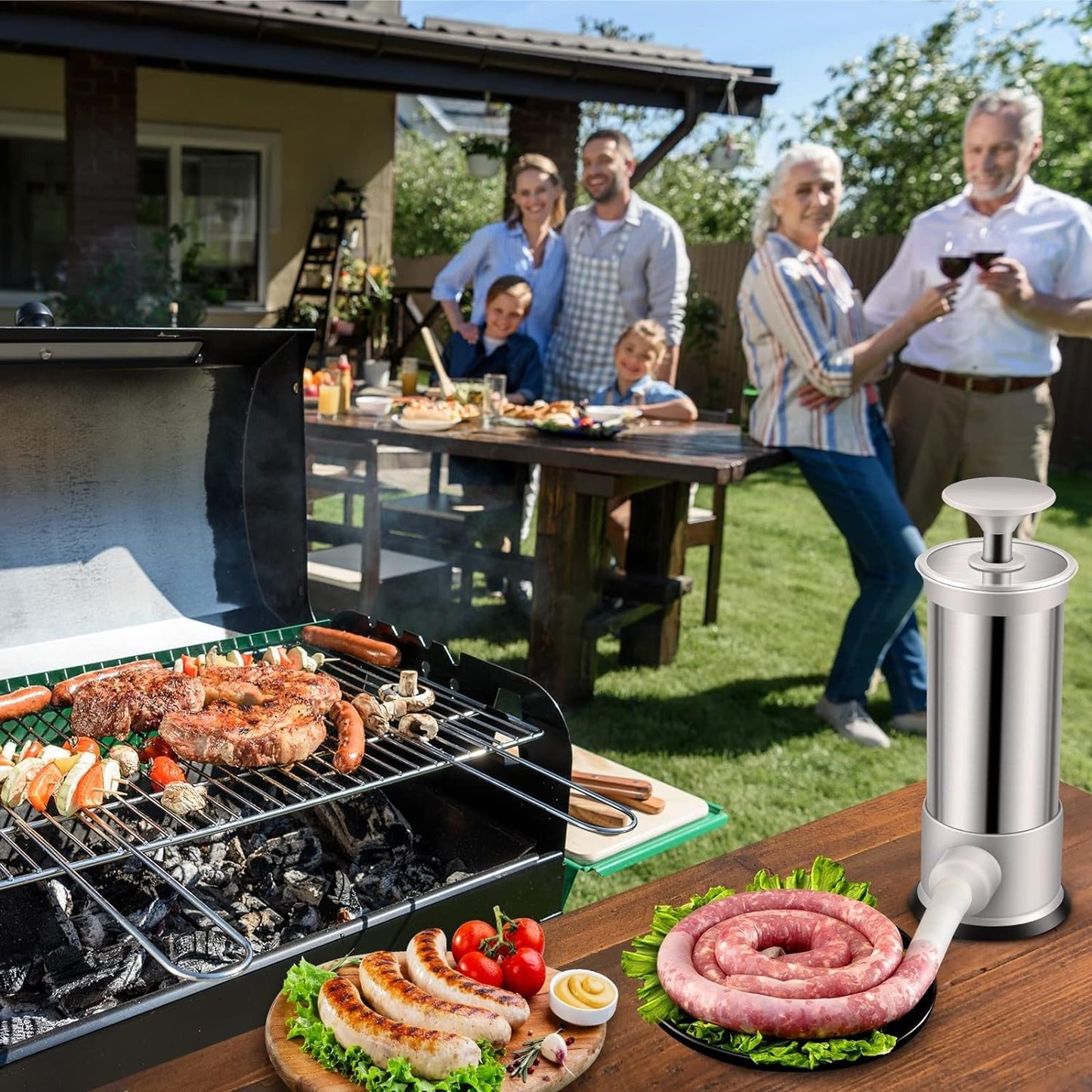 🌭Sausage Stuffer with 4 Different Sizes Stuffing Tubes