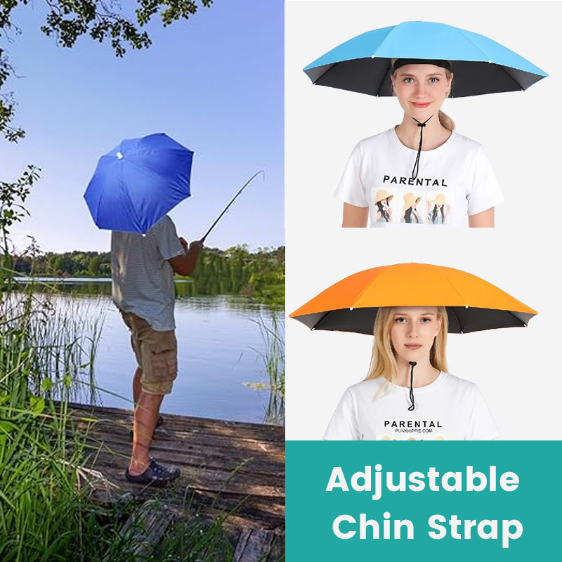 36" Diameter Fishing Umbrella Hat Folding Adjustable Sun Rain Cap