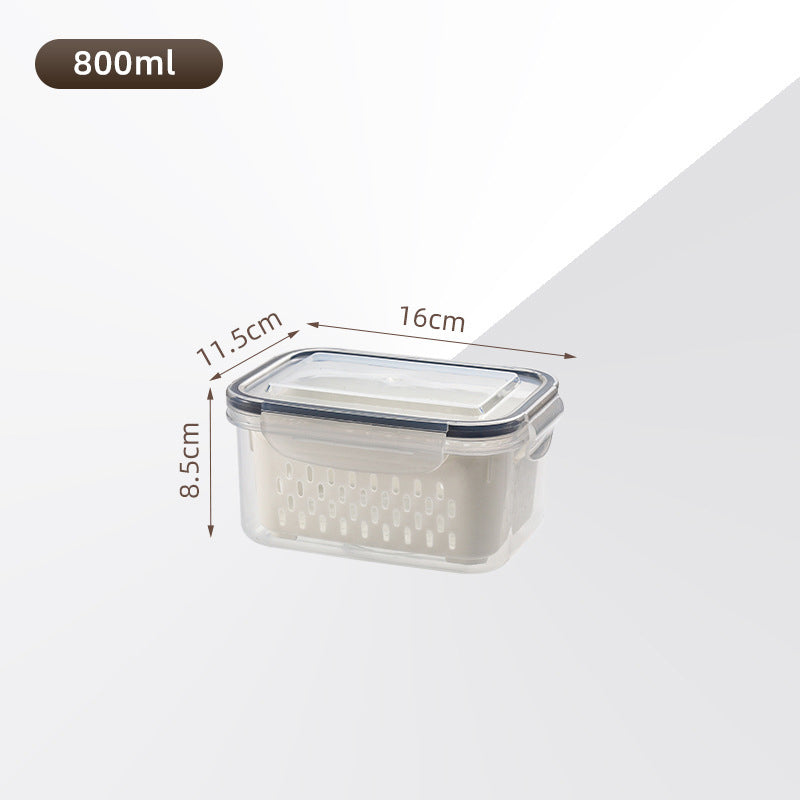 🏠🍱 Household Transparent Plastic Food Storage Box - Including Drain Basket 🧺