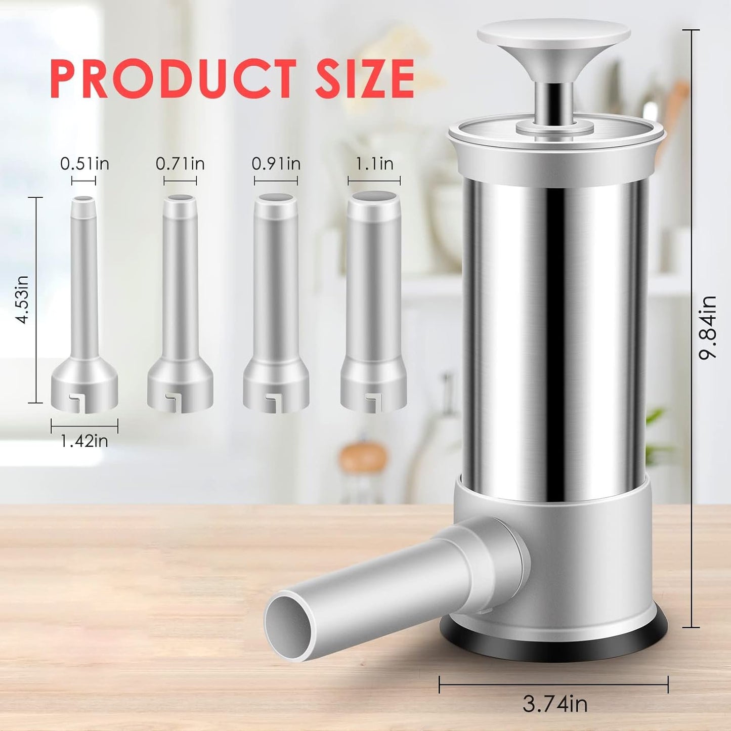 🌭Sausage Stuffer with 4 Different Sizes Stuffing Tubes