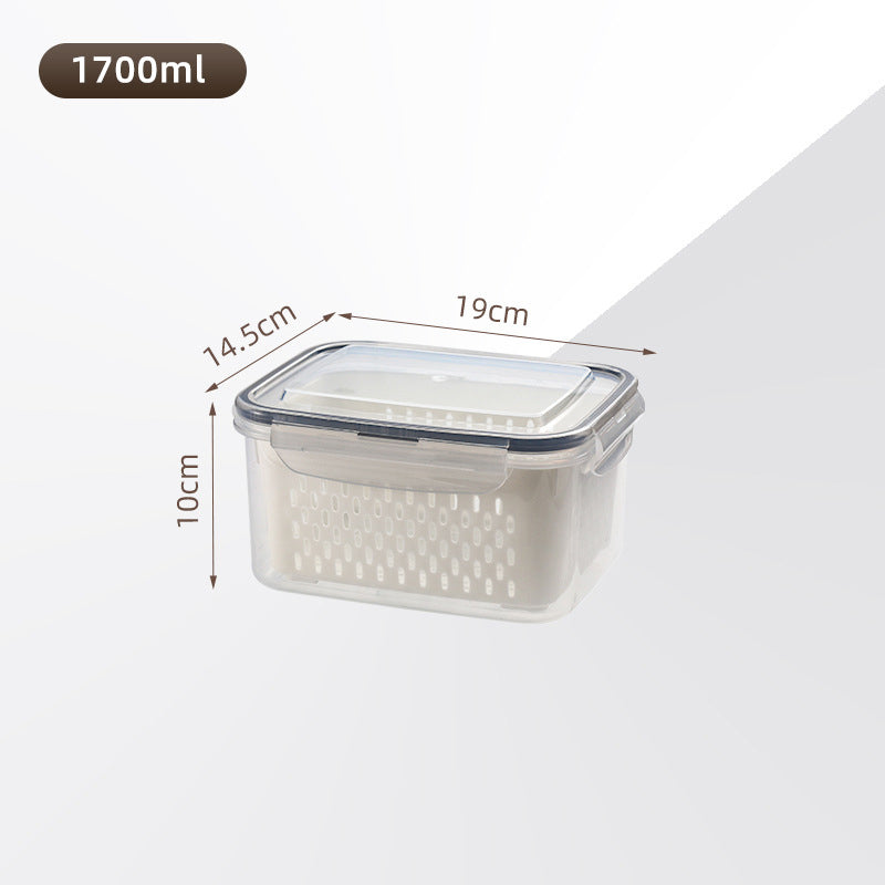 🏠🍱 Household Transparent Plastic Food Storage Box - Including Drain Basket 🧺
