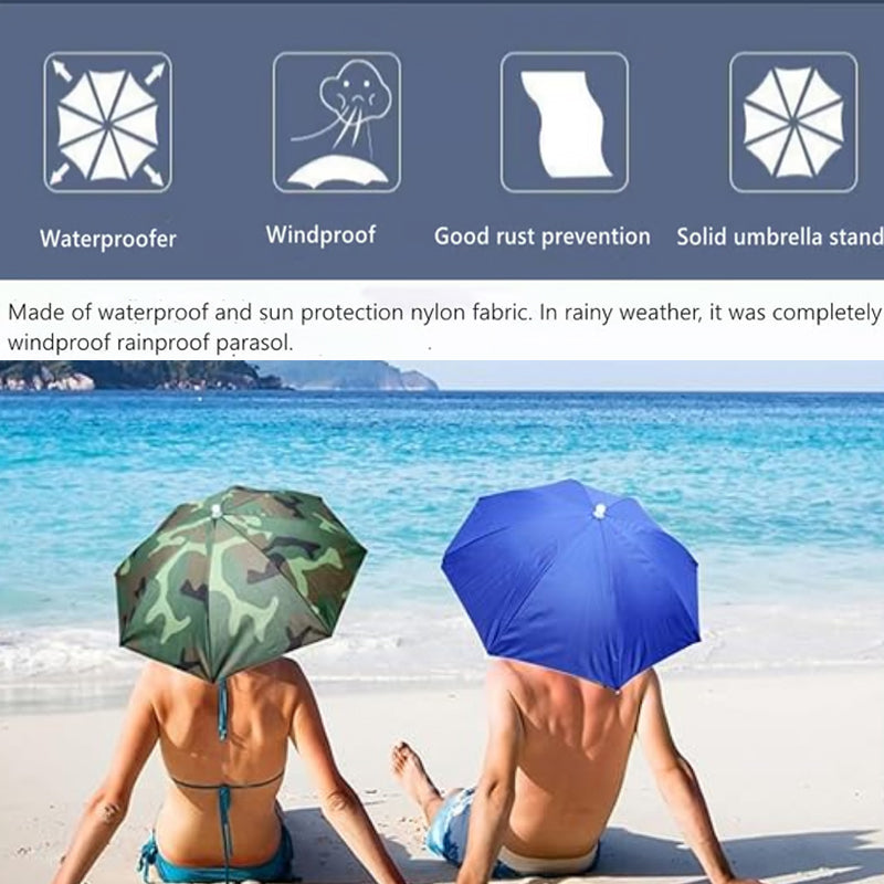 36" Diameter Fishing Umbrella Hat Folding Adjustable Sun Rain Cap
