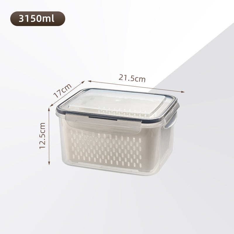 🏠🍱 Household Transparent Plastic Food Storage Box - Including Drain Basket 🧺
