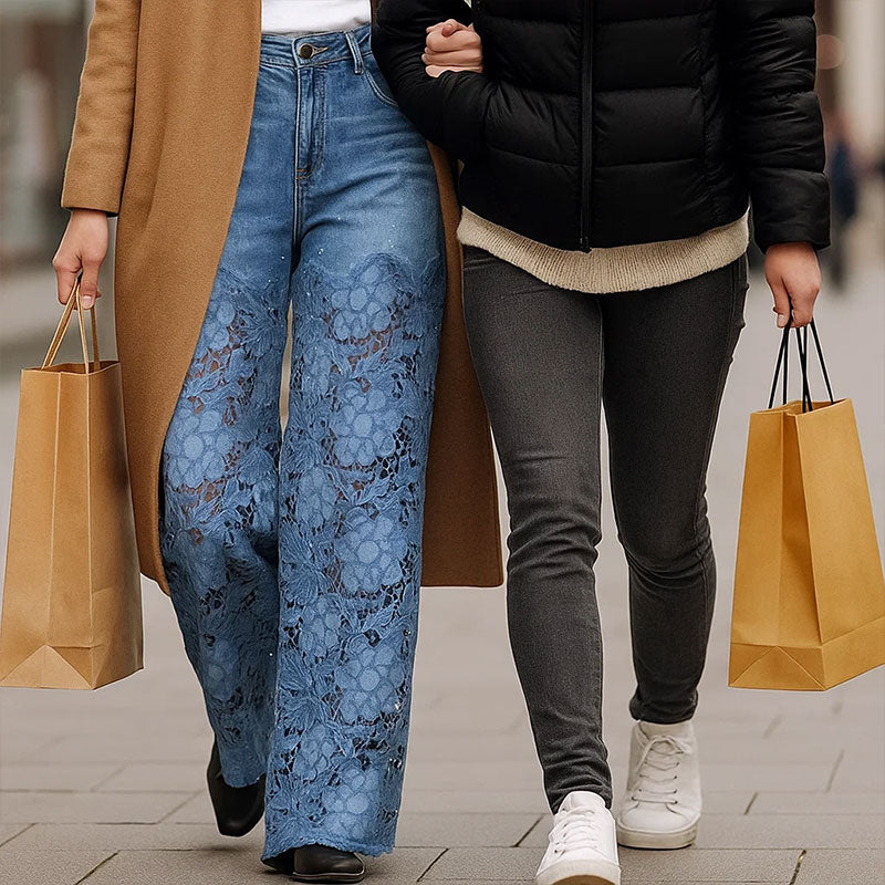 👖 Women's Breathable Cutout Wide-Leg Jeans