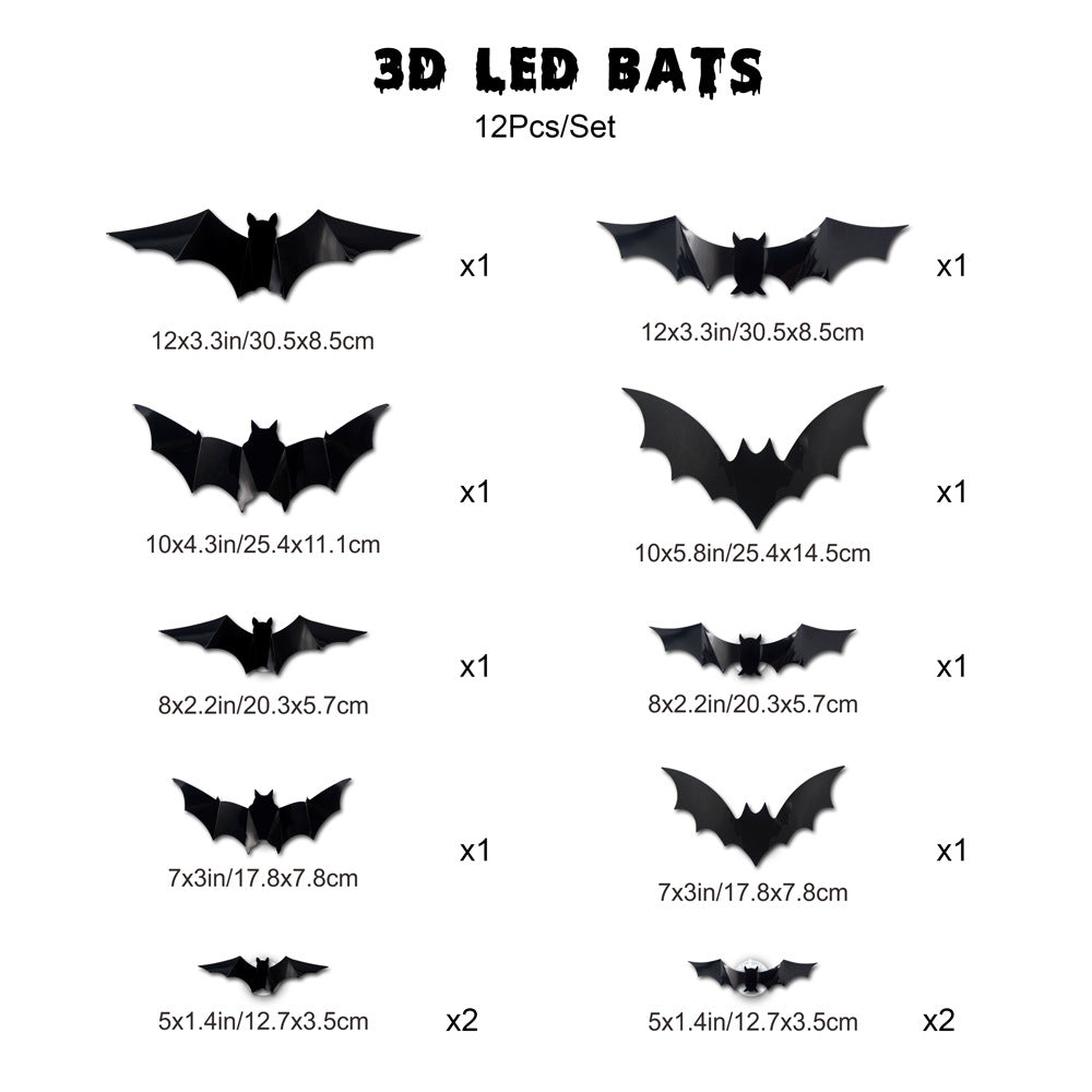 🔥On Sale🔥12pcs/set 3D Bat Design LED Decoration
