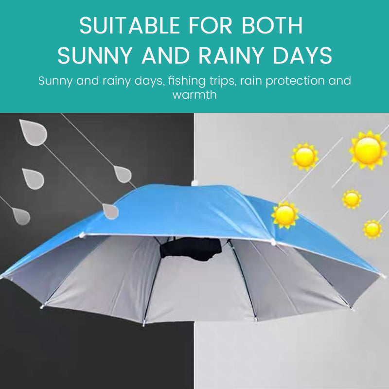 36" Diameter Fishing Umbrella Hat Folding Adjustable Sun Rain Cap
