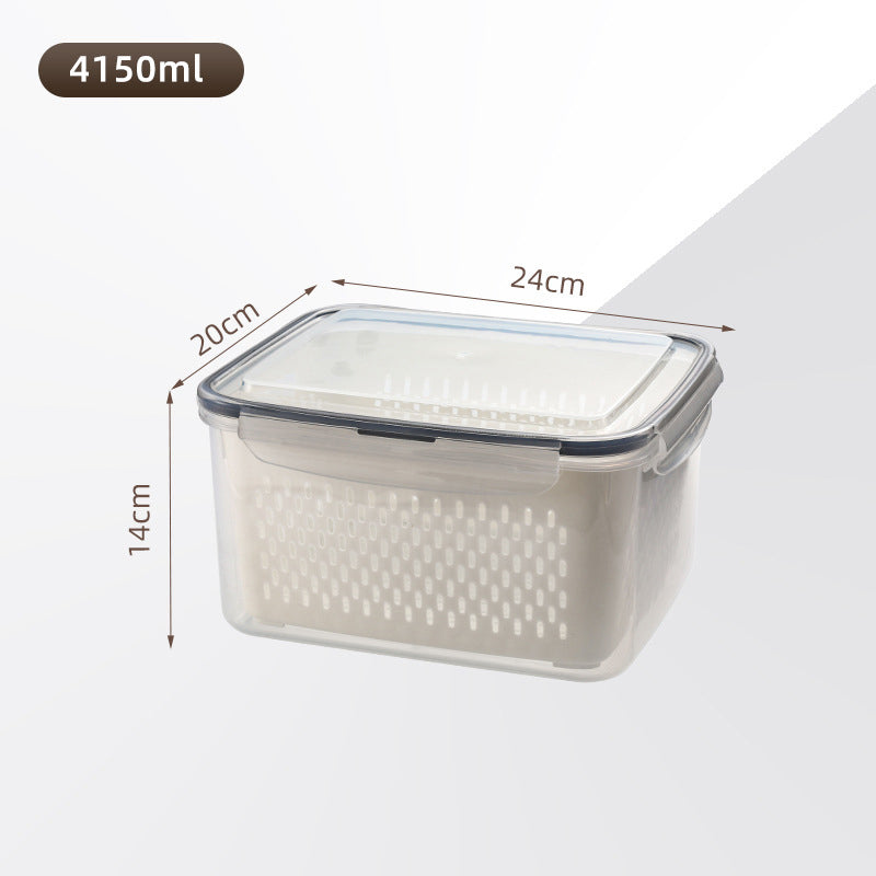 🏠🍱 Household Transparent Plastic Food Storage Box - Including Drain Basket 🧺