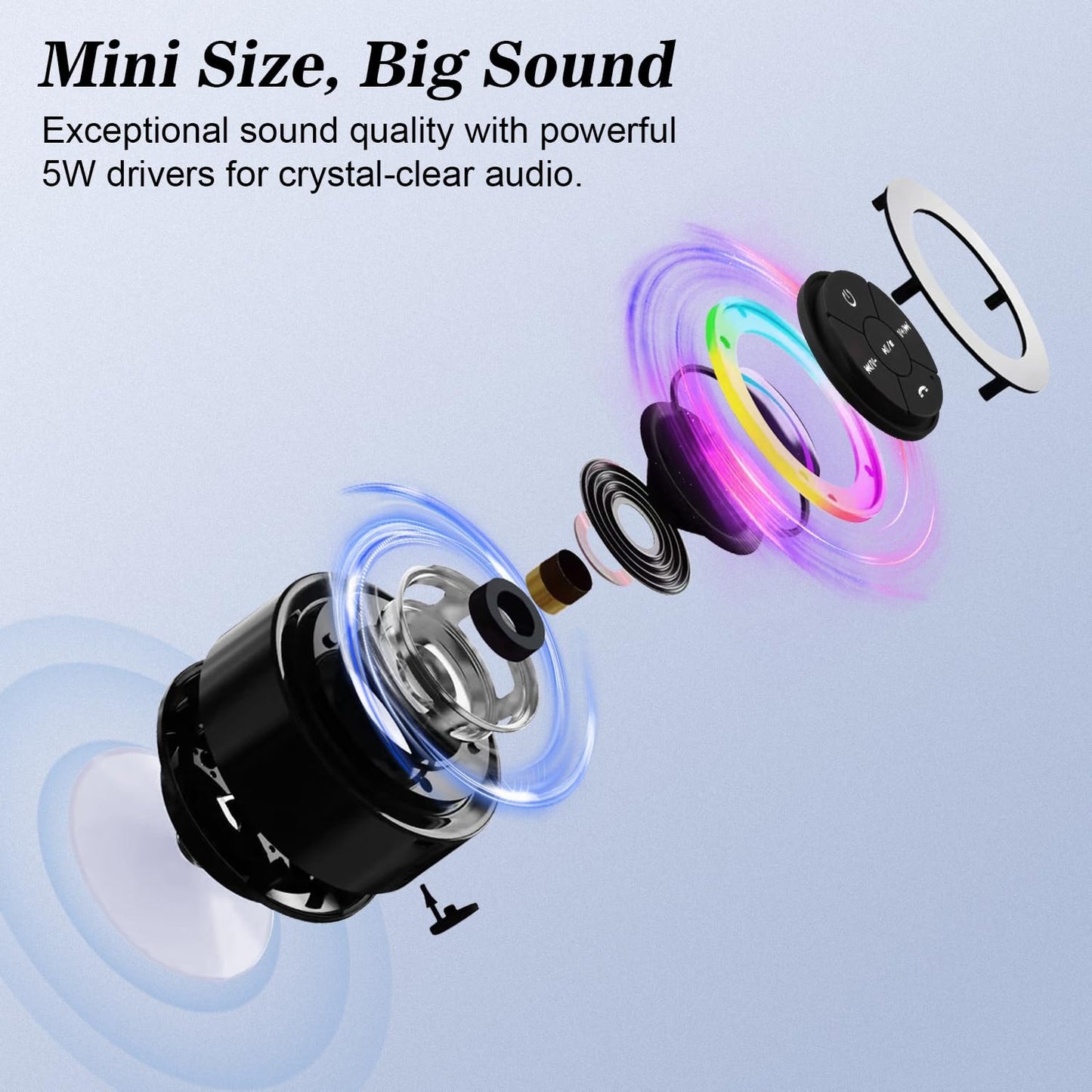 🎄Bathroom Waterproof Wireless Bluetooth Speakers with LED Light