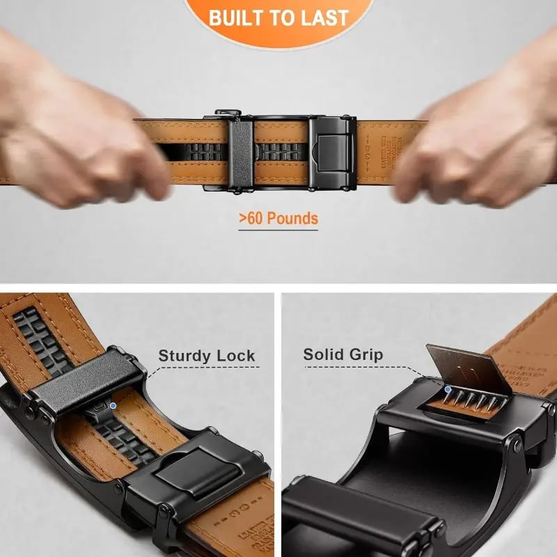 Leather Buckle Belt With Adjustable Buckle