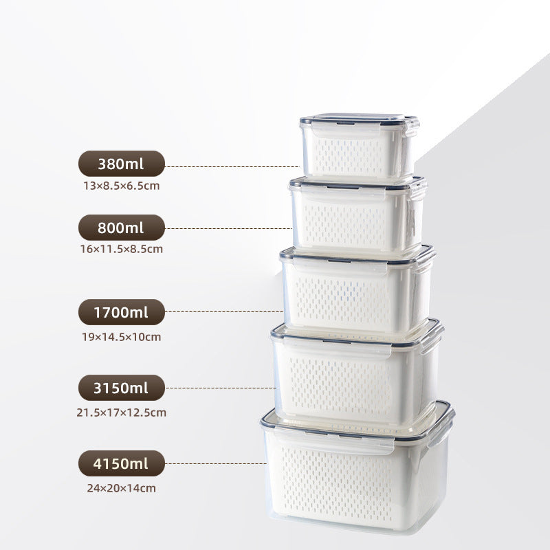 🏠🍱 Household Transparent Plastic Food Storage Box - Including Drain Basket 🧺