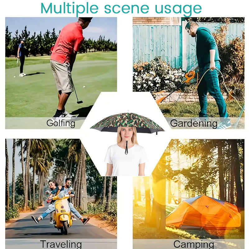 36" Diameter Fishing Umbrella Hat Folding Adjustable Sun Rain Cap