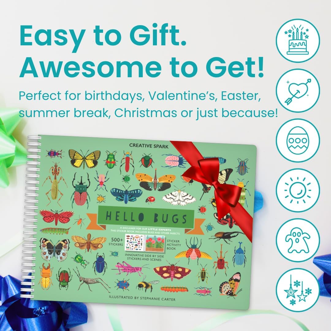 🔥LAST DAY 60% OFF - 🦋 Hello Bugs Sticker Book Activity for Kids 🐞 (over 500 stickers!)