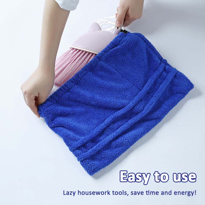 ✨Drawstring Coral Fleece Mop Head ✨ Dual-Sided & Super Absorbent