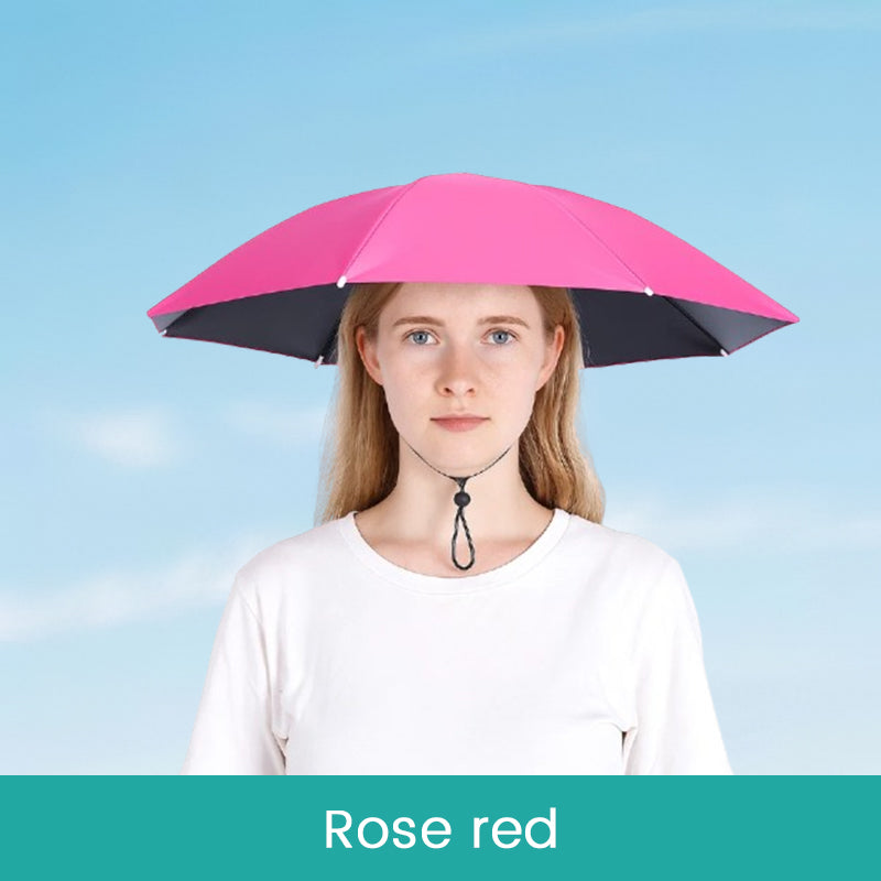 36" Diameter Fishing Umbrella Hat Folding Adjustable Sun Rain Cap