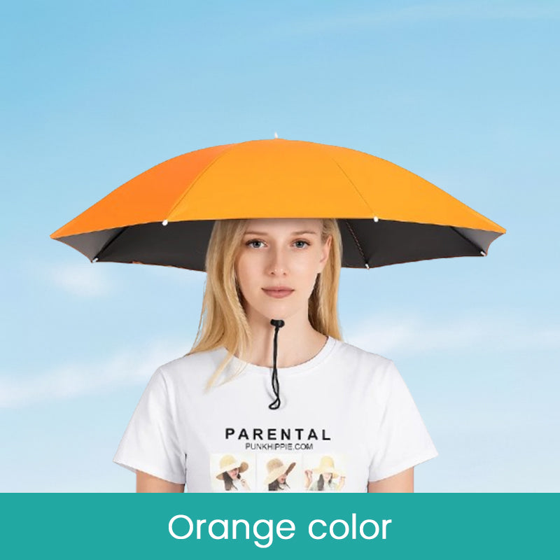 36" Diameter Fishing Umbrella Hat Folding Adjustable Sun Rain Cap