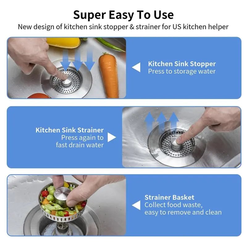🔥LAST DAY -Upgraded 3 in 1 Kitchen Sink Drain Strainer