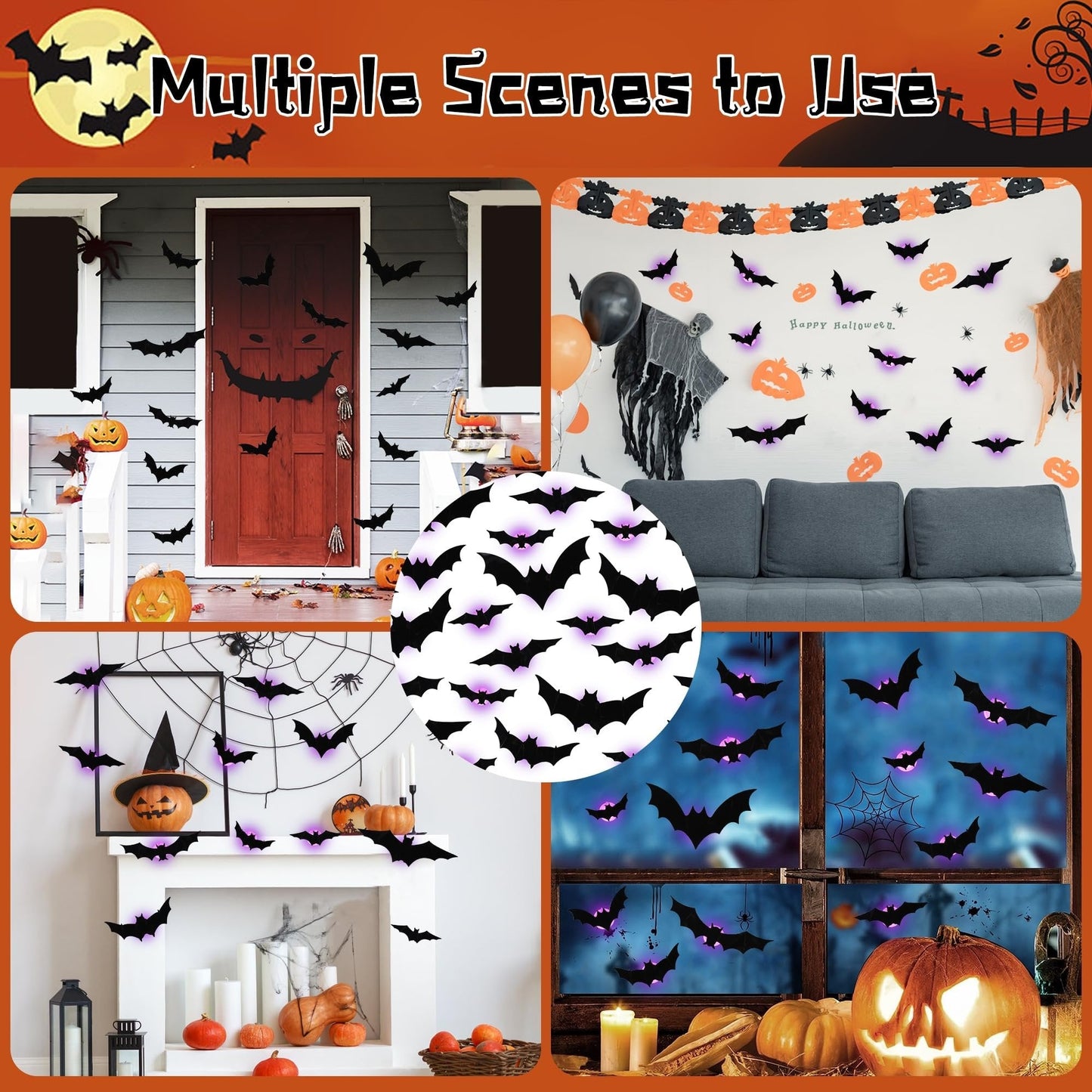 🎃2025 Halloween Must-Have🦇3D Bat Light Decoration Set