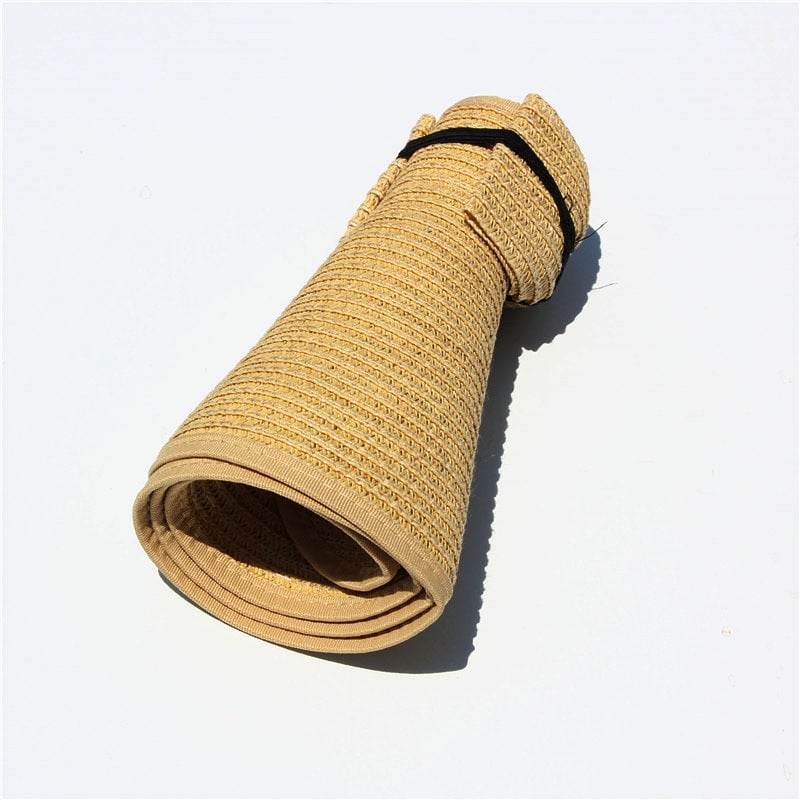 🌞 Foldable Open-Top Straw Sun Hat