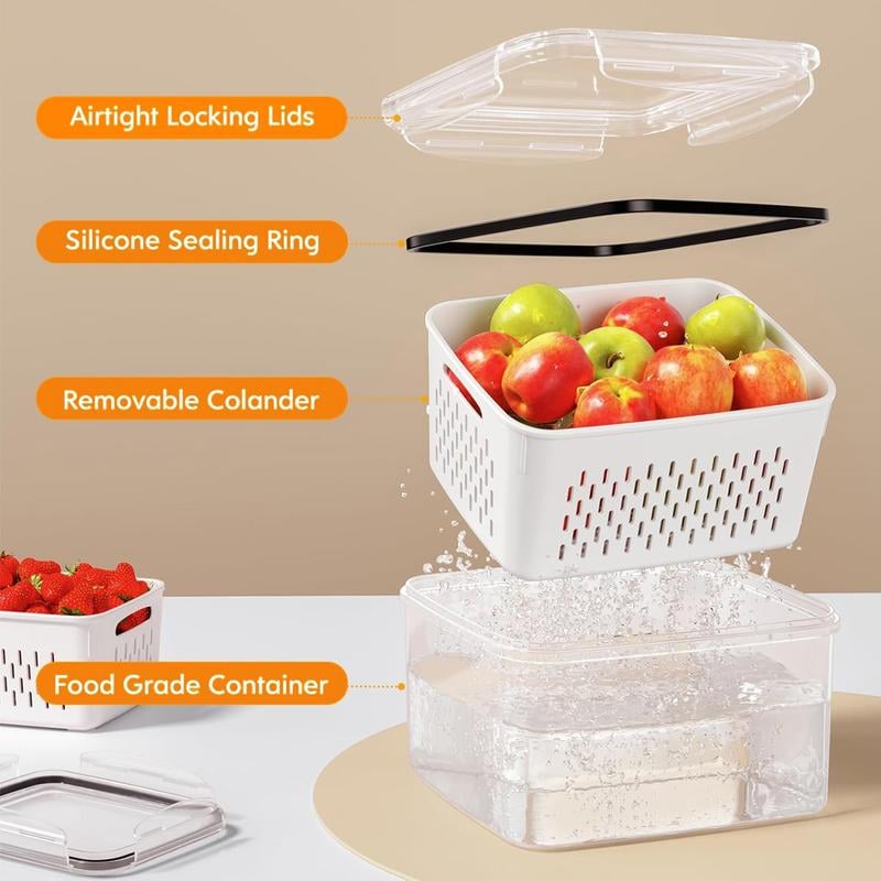 🏠🍱 Household Transparent Plastic Food Storage Box - Including Drain Basket 🧺