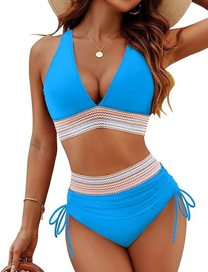 🔥 49% KORTING – 2025 Hoge Taille Tummy Control Kleurblok Bikini Set