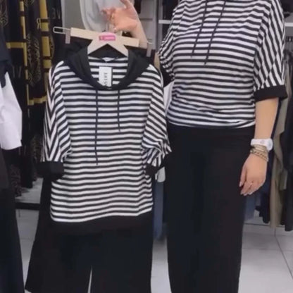 Limited time - 50% off💥Women's striped top and solid color pants set (🔥free shipping to home)