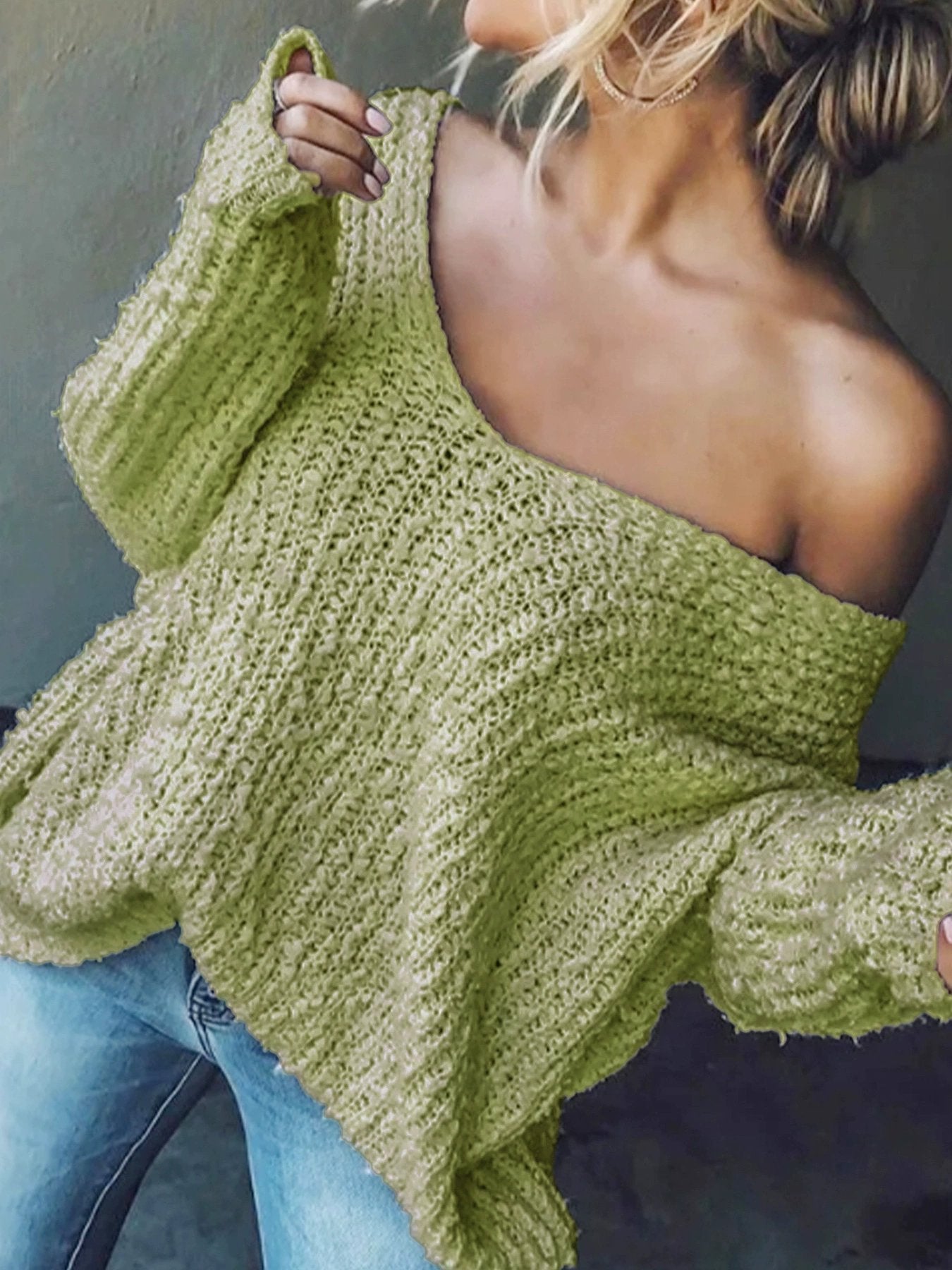 ✨Women's Off-the-Shoulder Sweater Loose Lightweight Pullover Top
