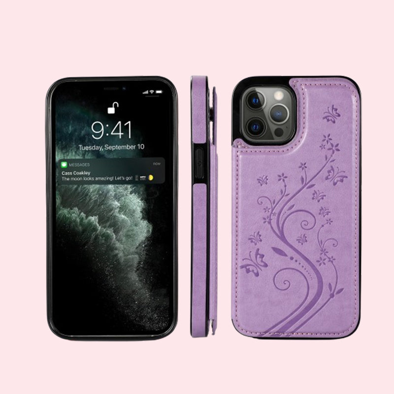 Butterfly Embossed Flip Card Case