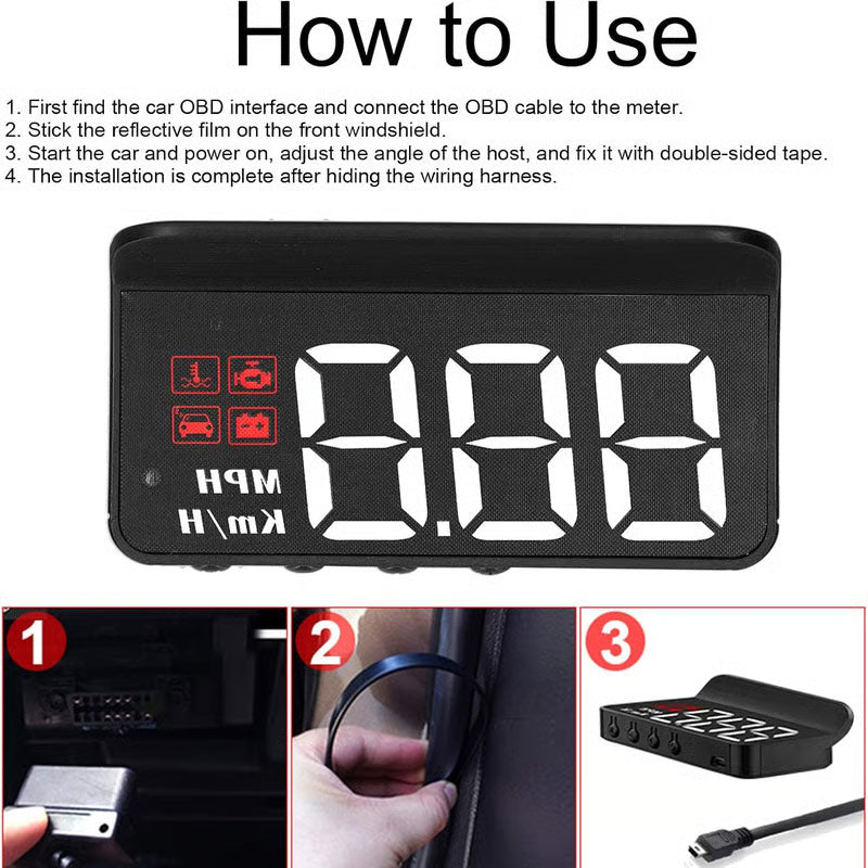 OBD2 HUD Car Head Up Display Projector Speedometer