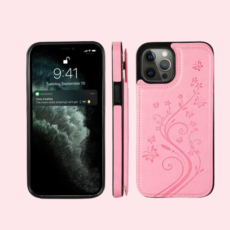 Butterfly Embossed Flip Card Case