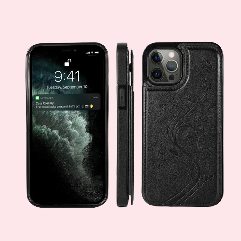 Butterfly Embossed Flip Card Case