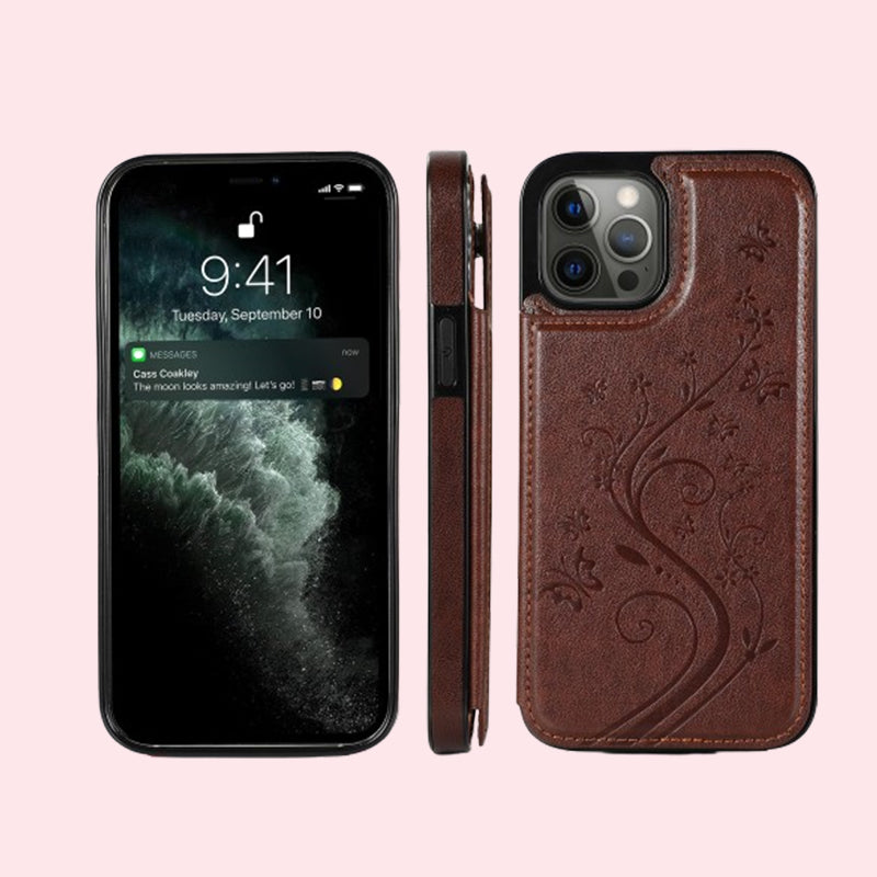 Butterfly Embossed Flip Card Case