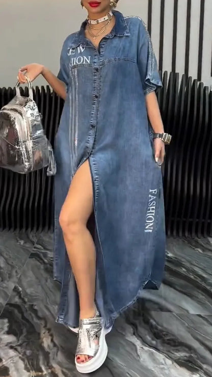 🌸Women's Lapel Tencel Denim Comfortable and Fashionable Dress（🔥Free shipping）