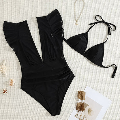 🌸Spring Specials💐 Women's Tie Solid Color Swimsuit 2-PCS Set