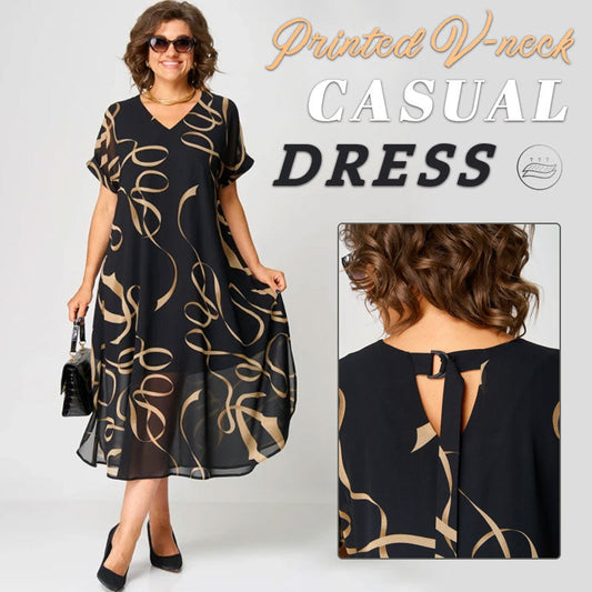 🌸Printed V-Neck Casual Dress💃