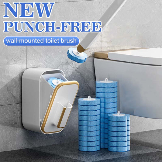 🚽✨ Hassle-Free Wall-Mounted Toilet Cleaner with Disposable Brush Heads