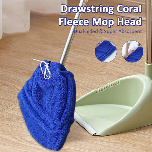 ✨Drawstring Coral Fleece Mop Head  ✨ Dual-Sided & Super Absorbent
