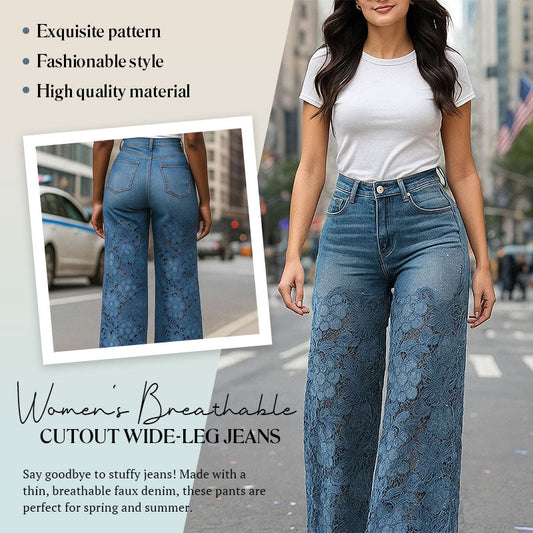 👖 Women's Breathable Cutout Wide-Leg Jeans