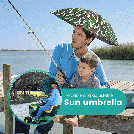 36" Diameter Fishing Umbrella Hat Folding Adjustable Sun Rain Cap