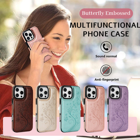 Butterfly Embossed Flip Card Case