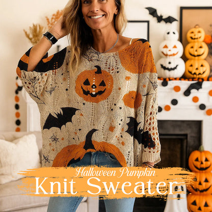 🎃 Witchy Cozy Vibes – Halloween Pumpkin Knit Sweater