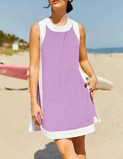 Women's 2 Piece Sets Casual Color Block Crewneck Short Sleeve Pullover Tops Matching Shorts with Pockets