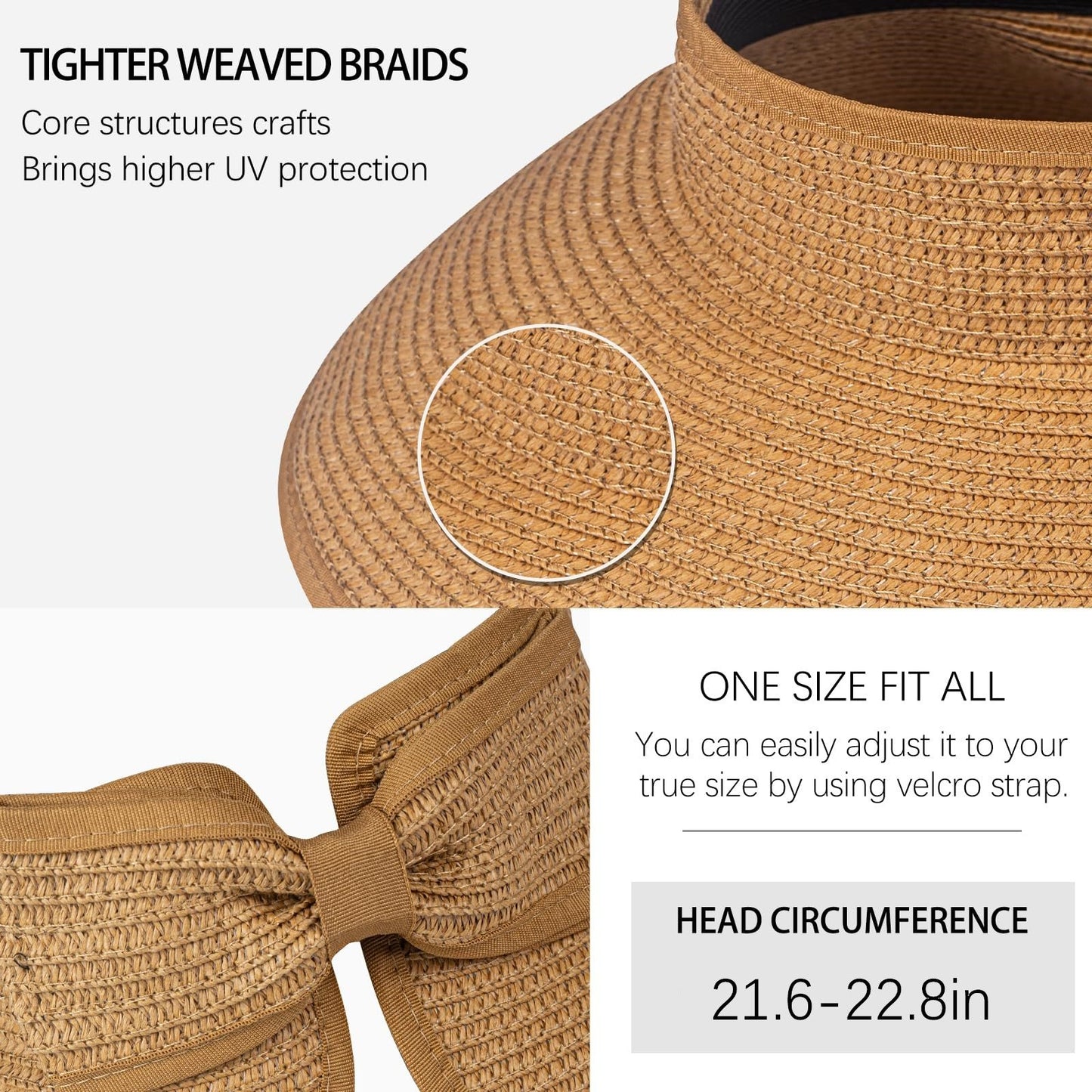 🌞  Foldable Open-Top Straw Sun Hat