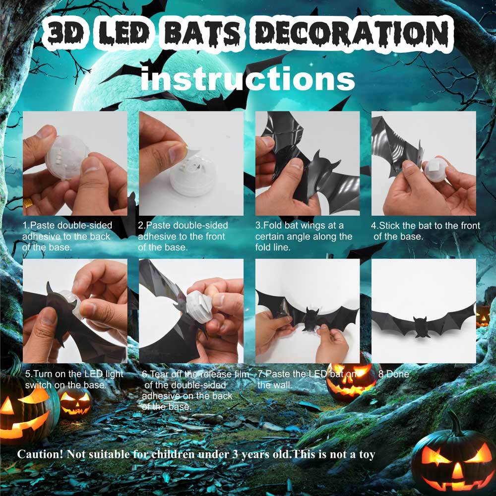 🔥On Sale🔥12pcs/set 3D Bat Design LED Decoration
