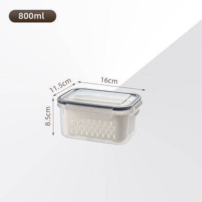 🏠🍱 Household Transparent Plastic Food Storage Box - Including Drain Basket 🧺