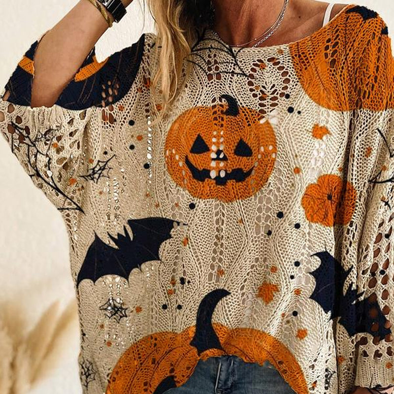 🎃 Witchy Cozy Vibes – Halloween Pumpkin Knit Sweater