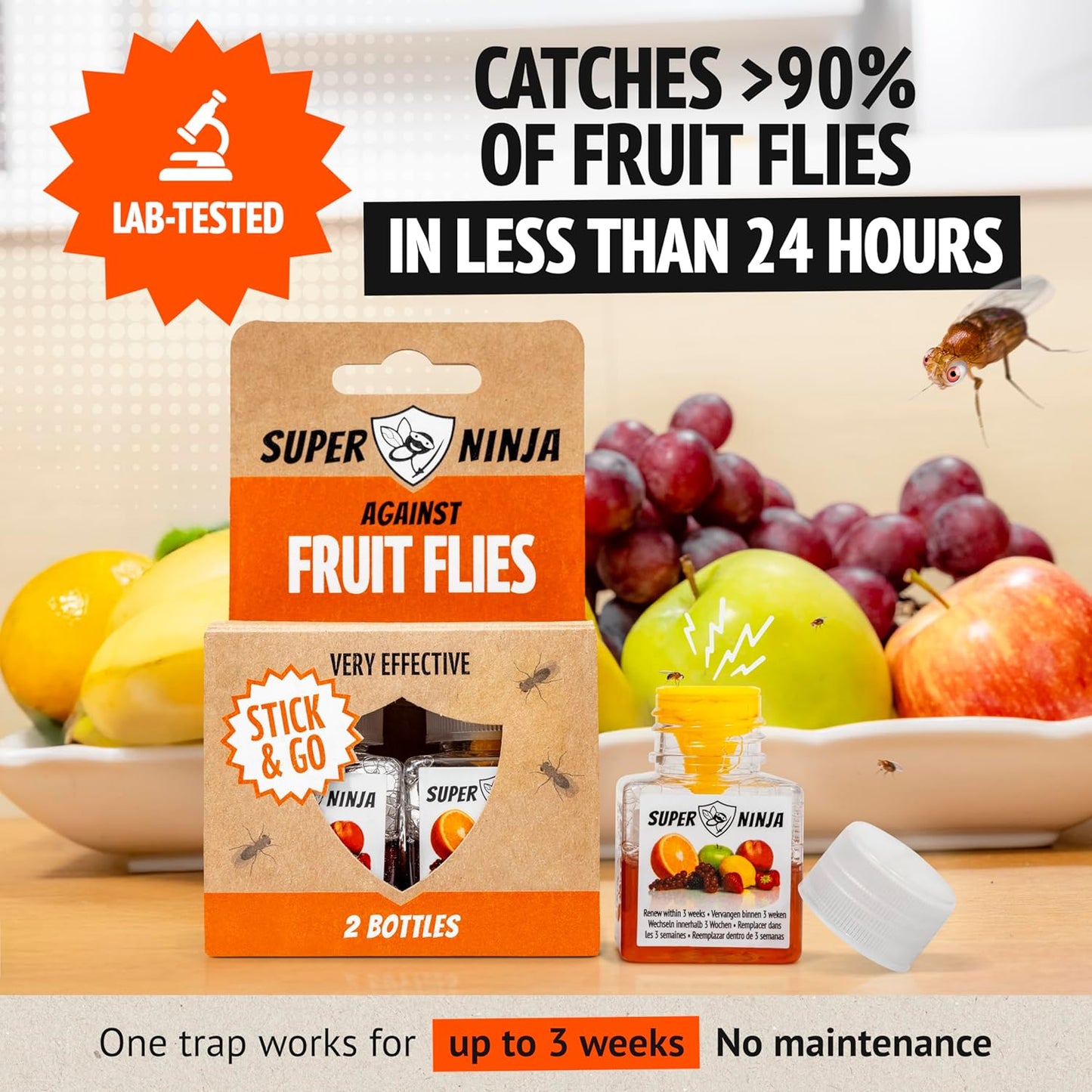 [BUY 2 GET 1 FREE]🔥Super Ninja Fruit Fly Trap - User Friendly  (Up to 3 Weeks per Bottle)